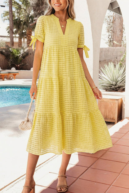 Skyla Sleeve Tiered Midi Dress - Hello Beautiful BoutiqueMidi DressesThreaded Pear