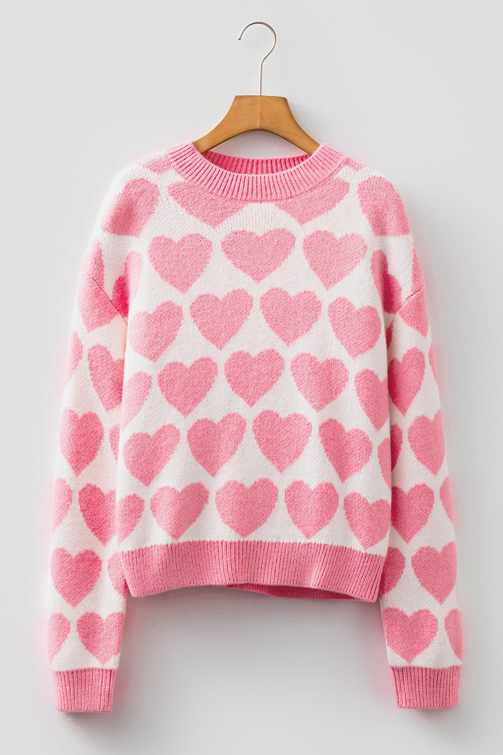 Skylar Heart Print Knit Sweater - Hello Beautiful BoutiqueSweatersThreaded Pear