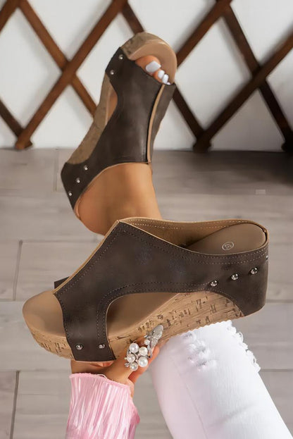 Skylar Pu Leather Wedge Slippers - Hello Beautiful BoutiqueSlippersThreaded Pear