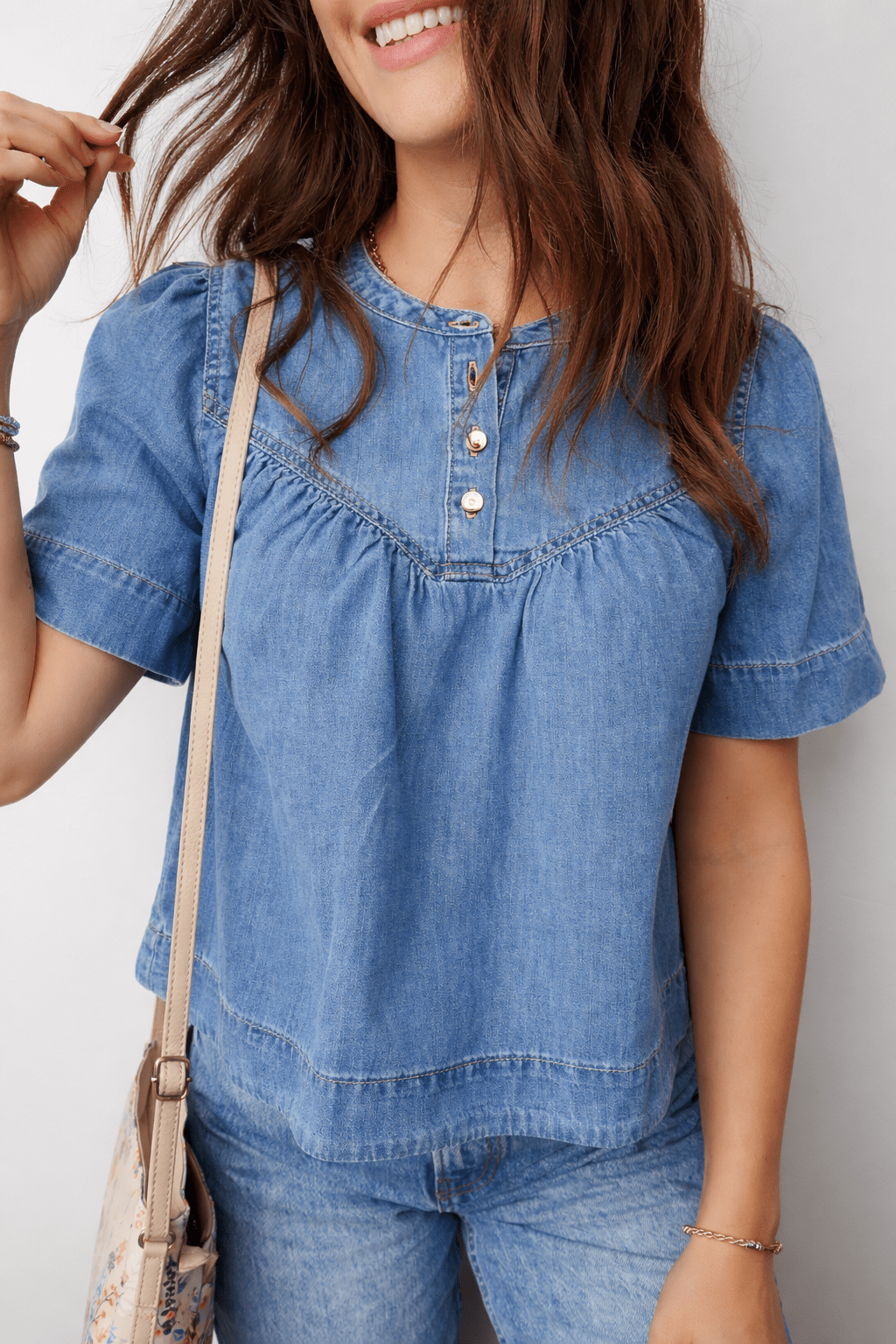 Sloane Half Short Sleeve Top - Hello Beautiful BoutiqueBlouses & ShirtsThreaded Pear