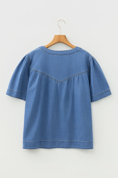 Sloane Half Short Sleeve Top - Hello Beautiful BoutiqueBlouses & ShirtsThreaded Pear