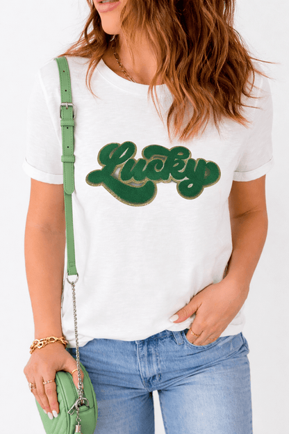 Sloane Patched Graphic T Shirt - Hello Beautiful BoutiqueGraphic TeesThreaded Pear