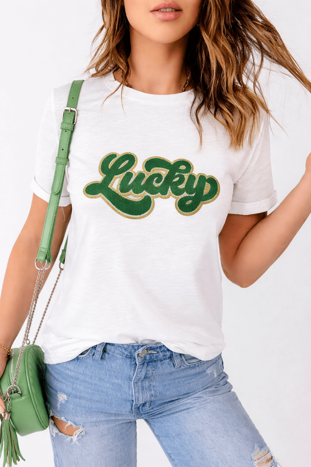 Sloane Patched Graphic T Shirt - Hello Beautiful BoutiqueGraphic TeesThreaded Pear
