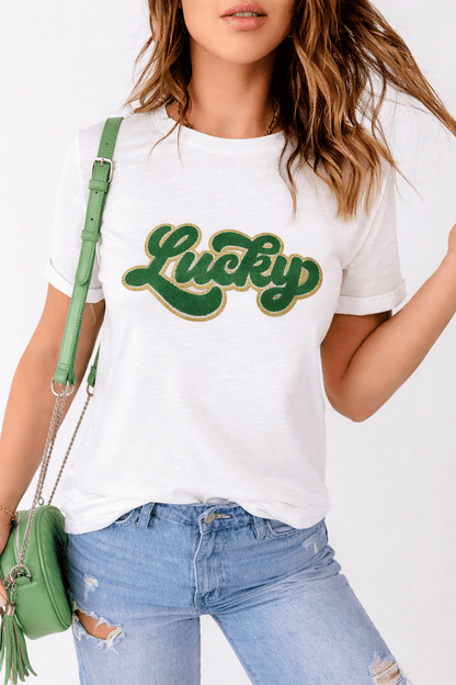 Sloane Patched Graphic T Shirt - Hello Beautiful BoutiqueGraphic TeesThreaded Pear