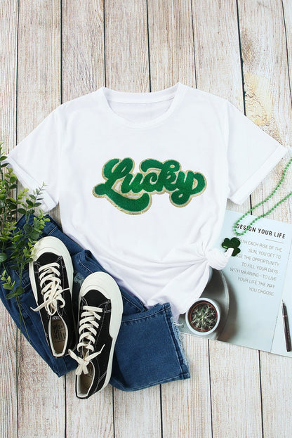 Sloane Patched Graphic T Shirt - Hello Beautiful BoutiqueGraphic TeesThreaded Pear