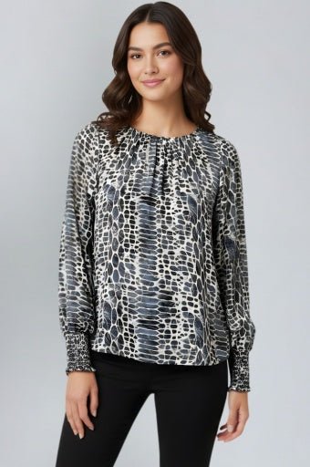 Smocked-Cuff Cupro Blend Top - Hello Beautiful BoutiqueAPNY