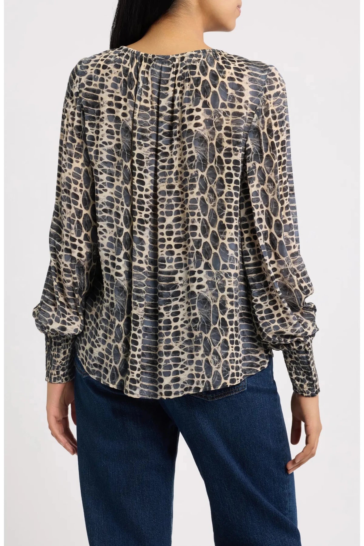 Smocked-Cuff Cupro Blend Top - Hello Beautiful BoutiqueAPNY