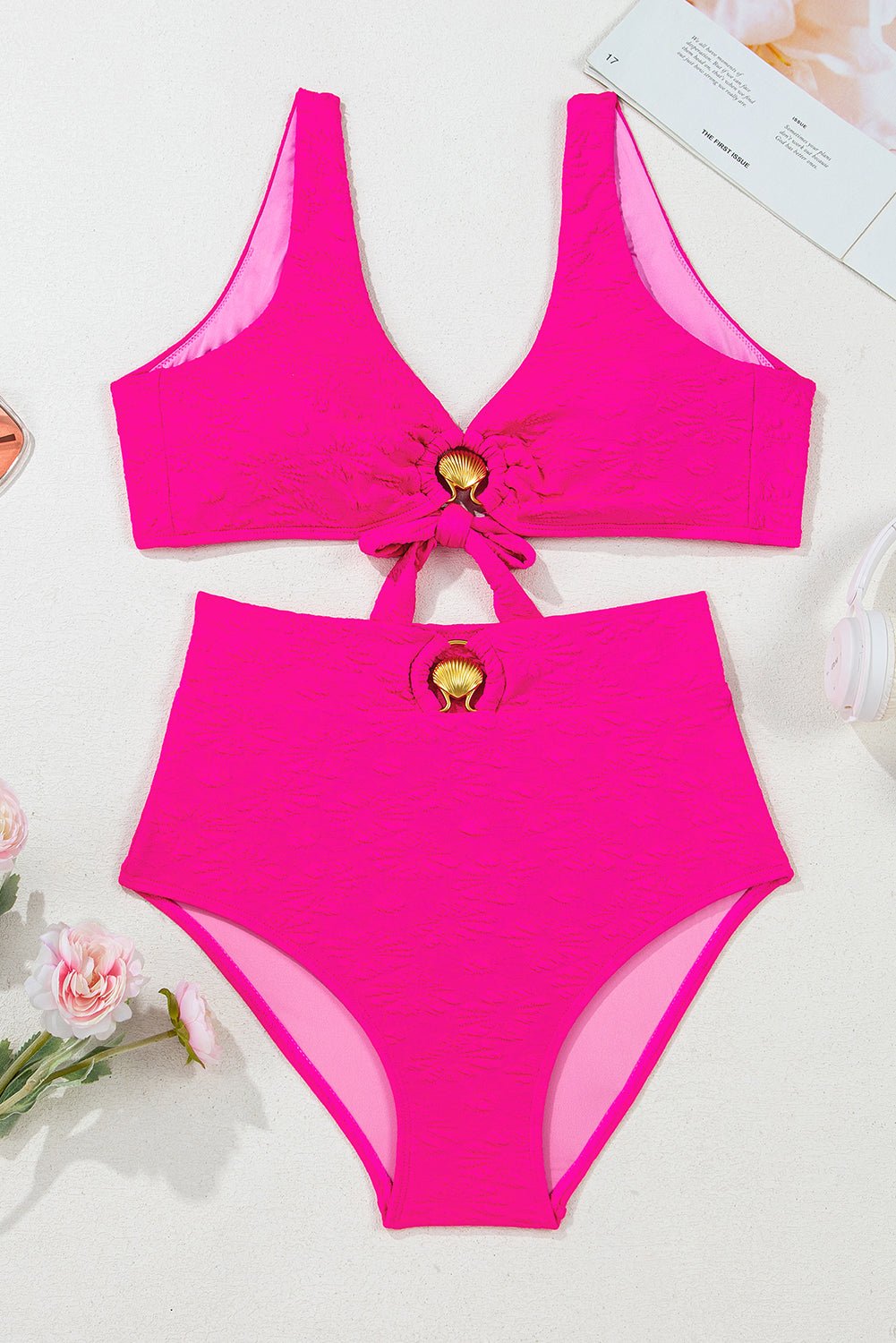 Sofia Knotted 2pcs Bikini Swimsuit - Hello Beautiful BoutiqueHigh Waisted SwimsuitThreaded Pear