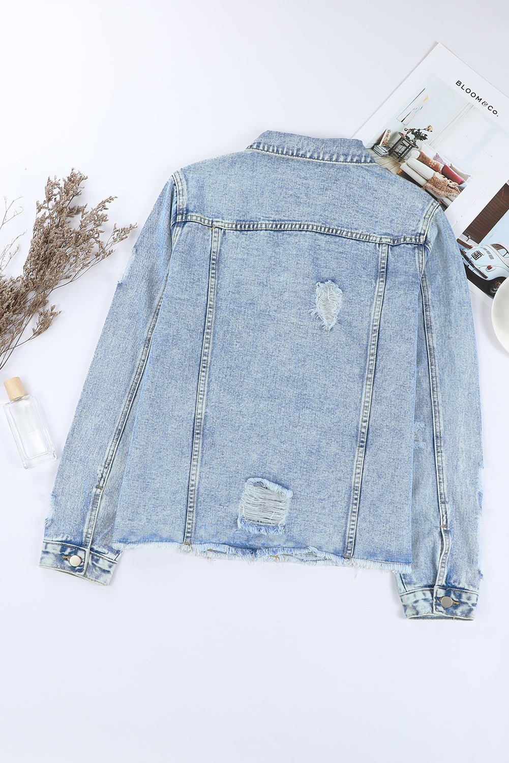 Sofibelle Distressed Raw Hem Jacket - Hello Beautiful BoutiqueBlank ApparelThreaded Pear