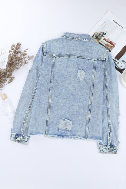 Sofibelle Distressed Raw Hem Jacket - Hello Beautiful BoutiqueBlank ApparelThreaded Pear