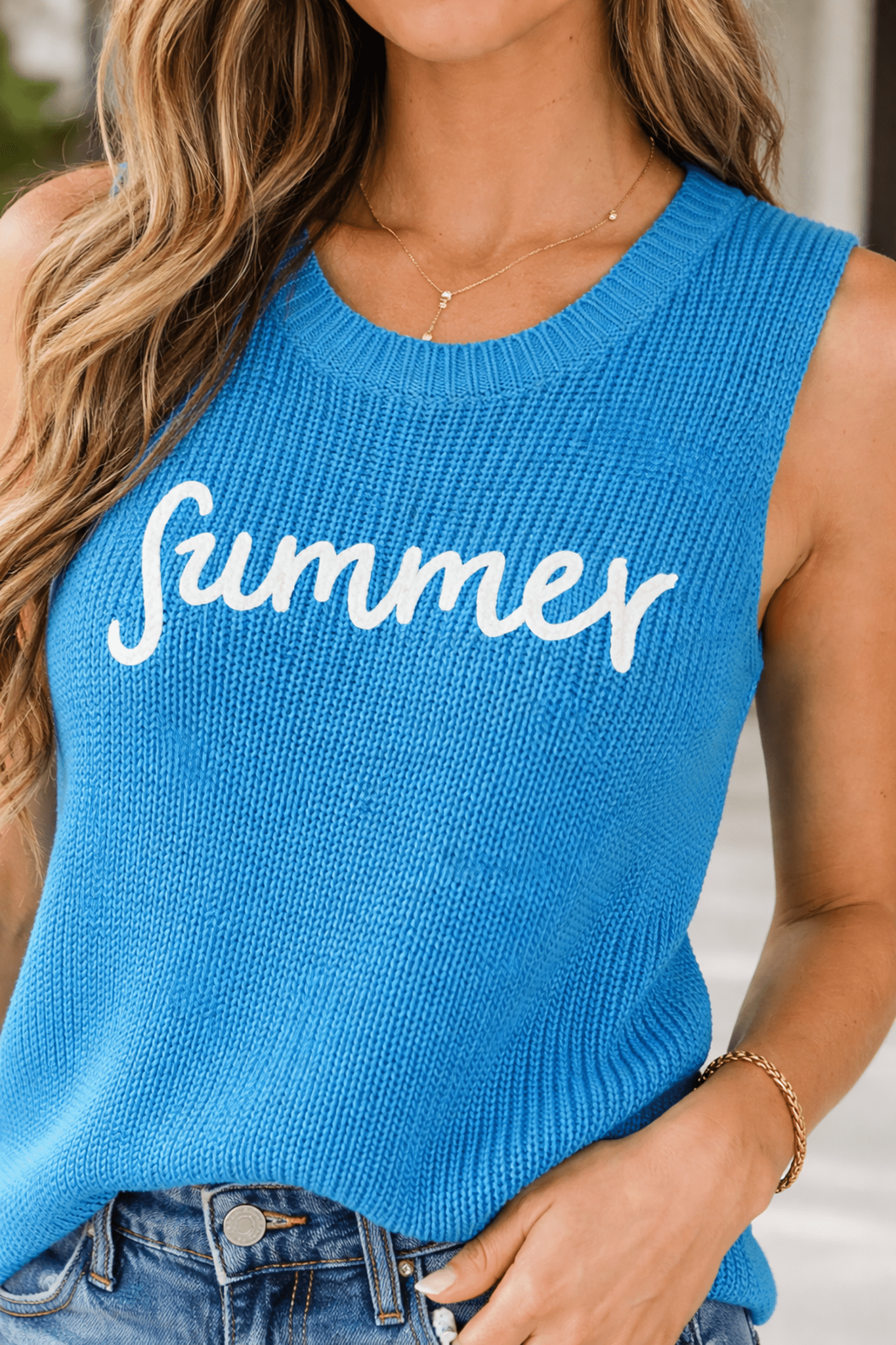 Sophia Script Graphic Sleeveless Sweater - Hello Beautiful BoutiqueSweater VestsThreaded Pear