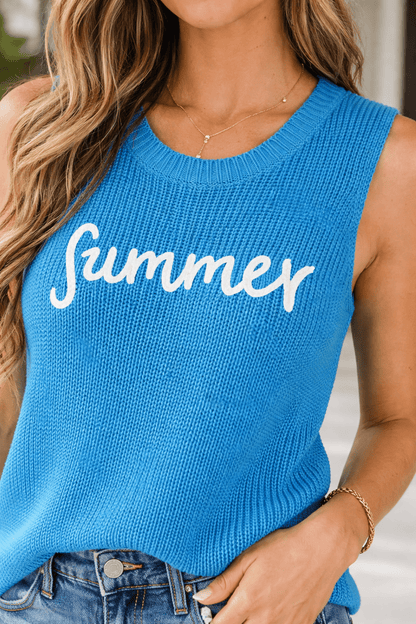 Sophia Script Graphic Sleeveless Sweater - Hello Beautiful BoutiqueSweater VestsThreaded Pear