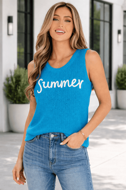 Sophia Script Graphic Sleeveless Sweater - Hello Beautiful BoutiqueSweater VestsThreaded Pear