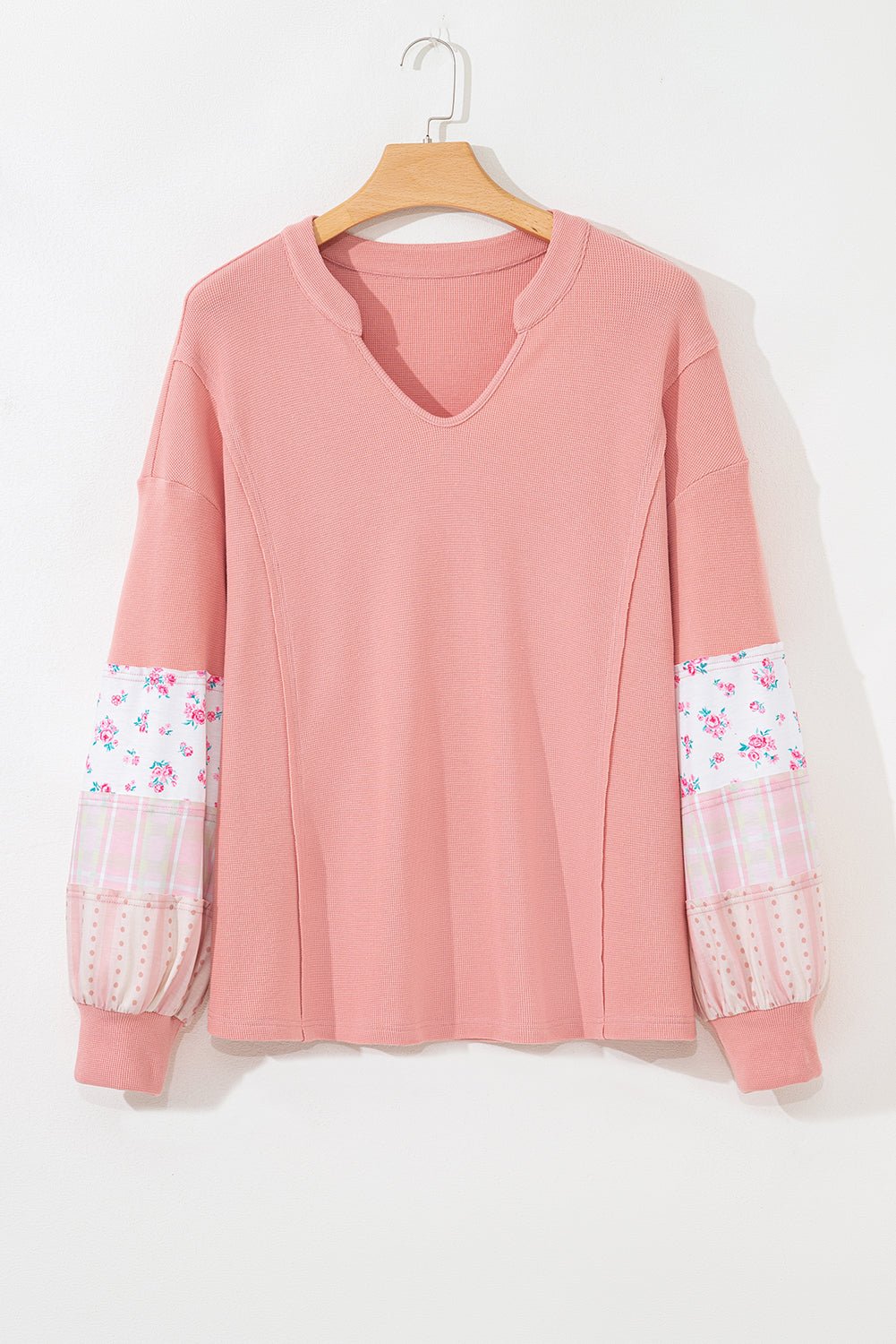 Soraya Waffle Knit Notched PLUS Top - Hello Beautiful BoutiquePlus Size Long Sleeve TopsThreaded Pear