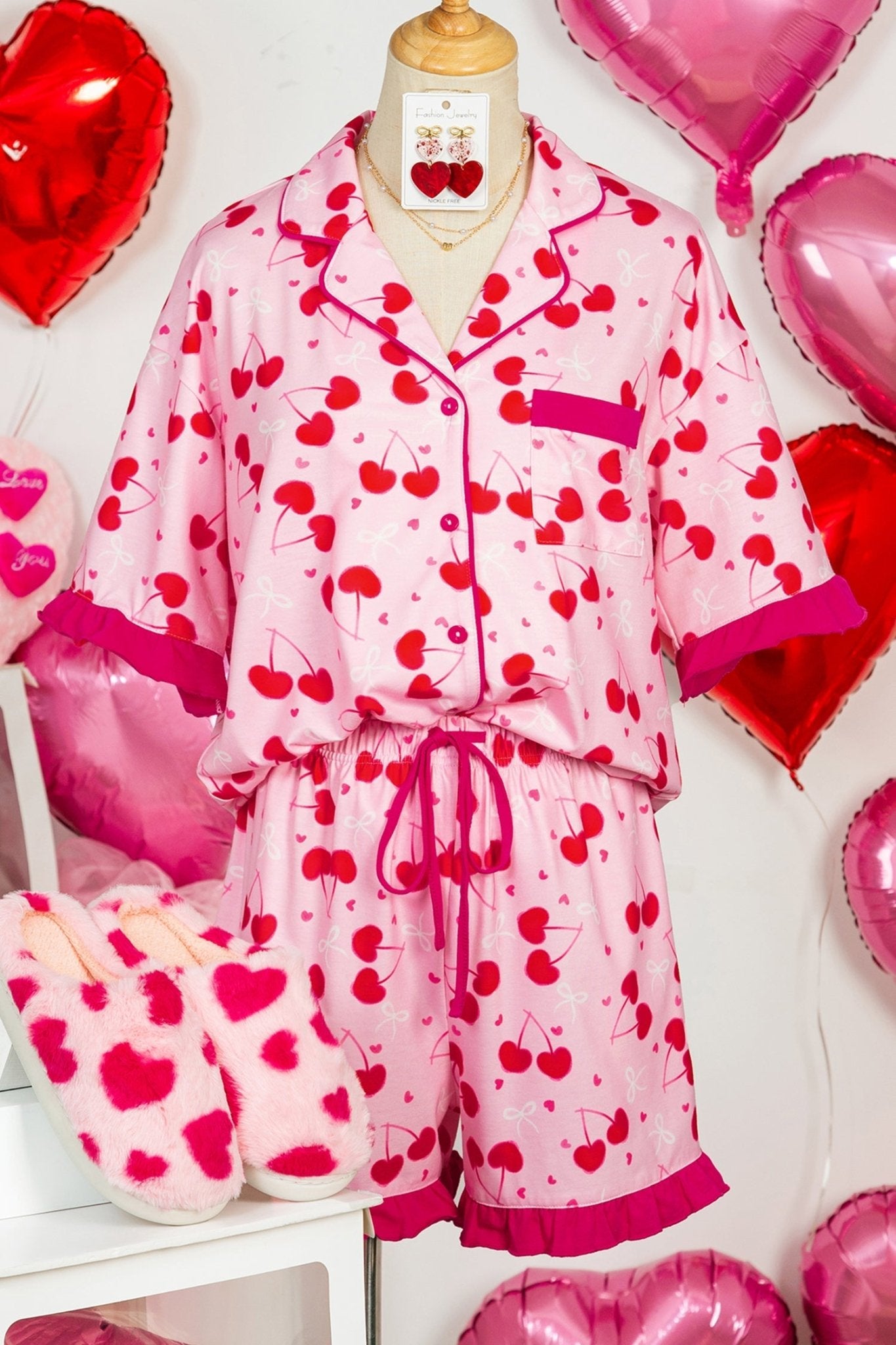 Stephanie Edge Short Pajama Set - Hello Beautiful BoutiqueLoungewearThreaded Pear