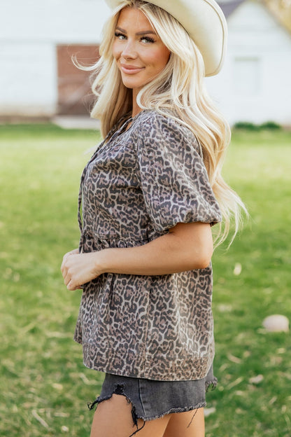 Stephanie Puff Sleeve Babydoll Top - Hello Beautiful BoutiqueTops & TeesThreaded Pear