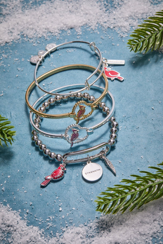 'Strength' Cardinal Duo Charm Bangle Bracelet - Hello Beautiful BoutiqueBraceletsALEX AND ANI