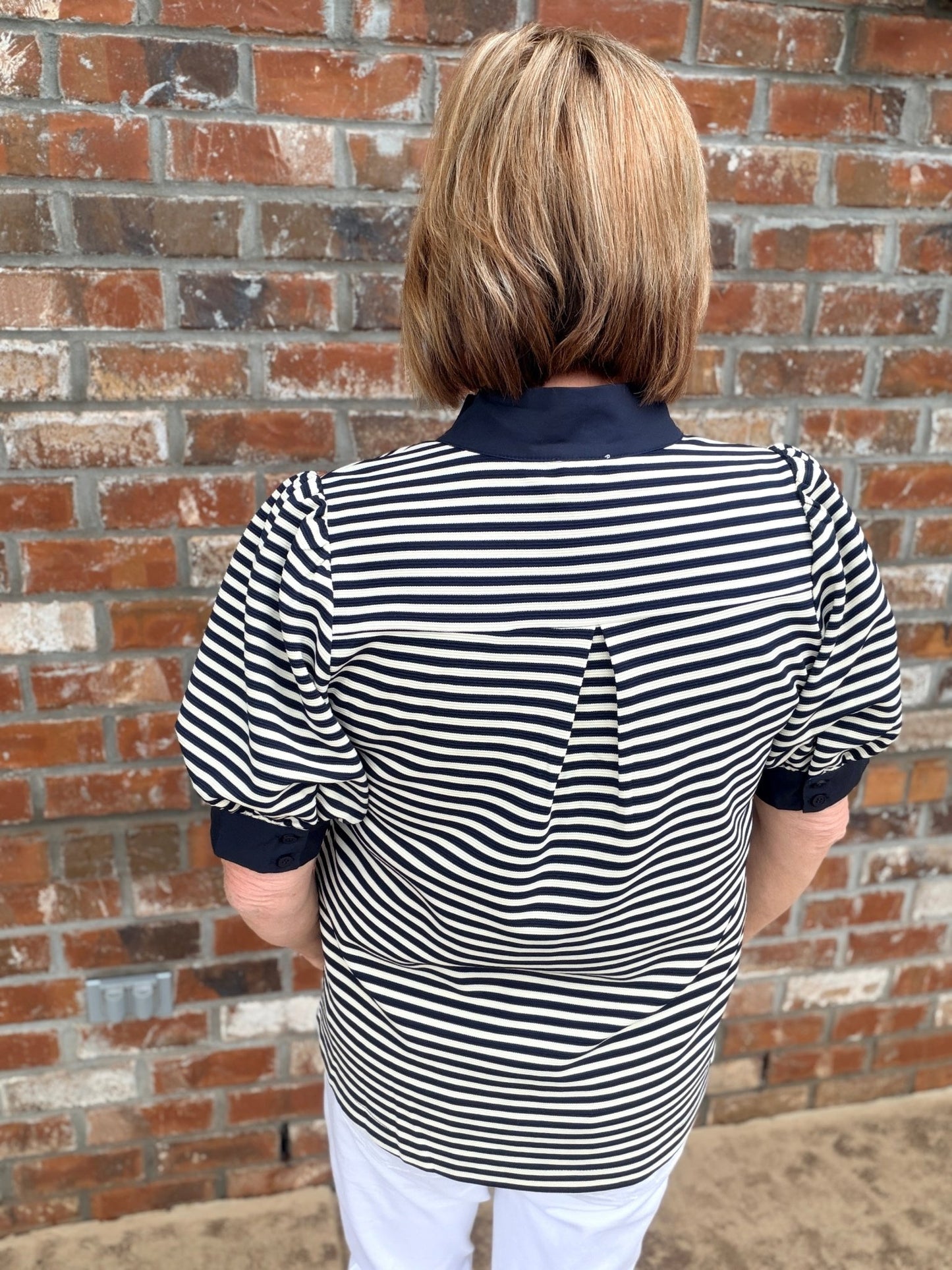 Stripe Top with Contrast Accent B13435 - Hello Beautiful BoutiqueTopJodifl