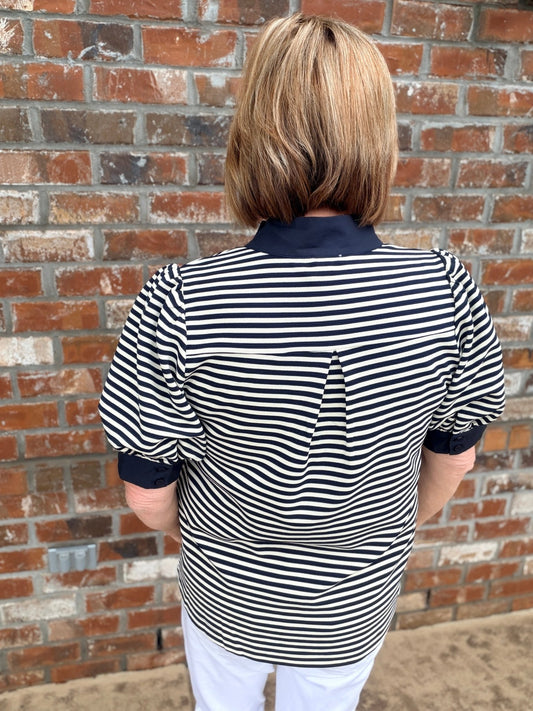Stripe Top with Contrast Accent B13435 - Hello Beautiful BoutiqueTopJodifl
