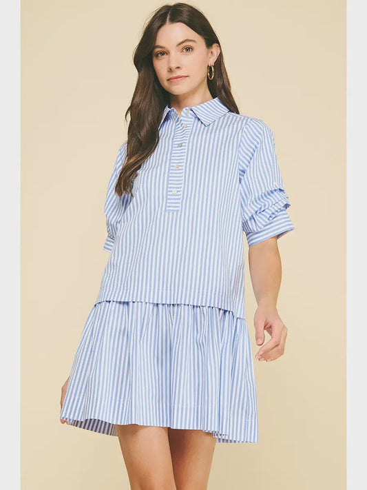 Striped Button Down Dress 6603DA - Hello Beautiful BoutiqueDressPinch