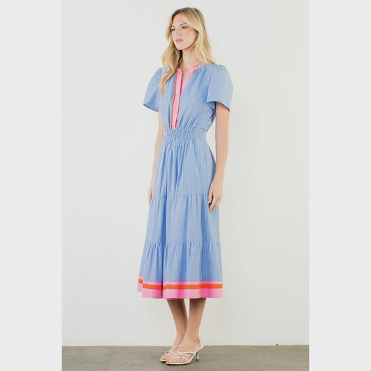 Striped Textured Maxi THS1915 - Hello Beautiful BoutiqueDressTHML