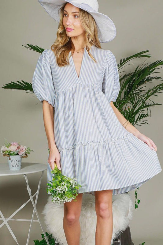 Striped Tiered Babydoll Dress VD82057 - Hello Beautiful BoutiqueDressVine and Love