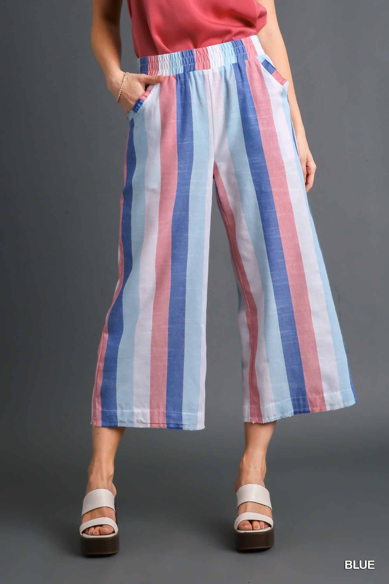 Striped Wide Leg Bottom K7289 - Hello Beautiful BoutiquePantsUmgee