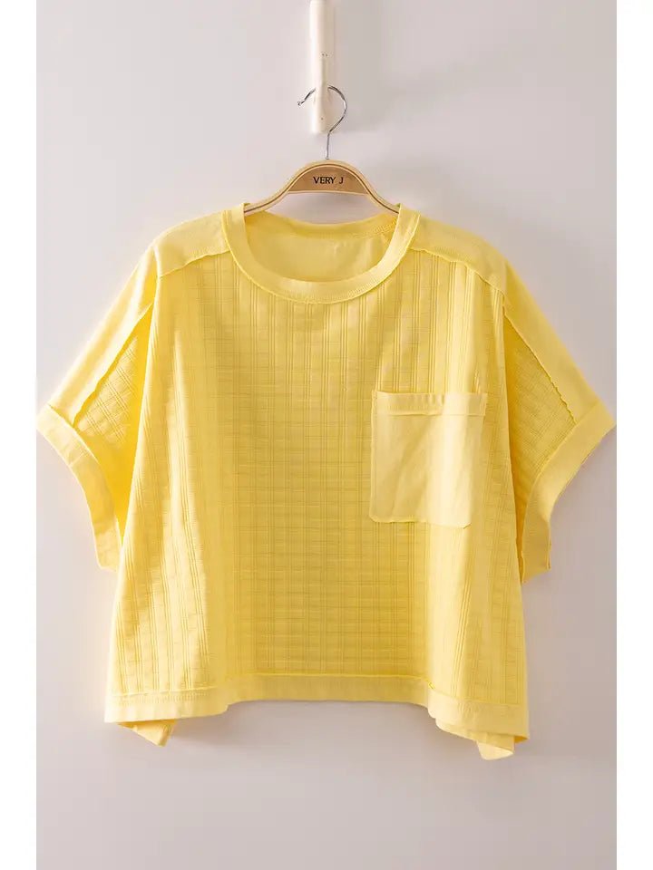 Sunny Dolman Sleeve Textured Knit Cropped Top – Raw Edge Edition - Hello Beautiful BoutiqueTopVery J