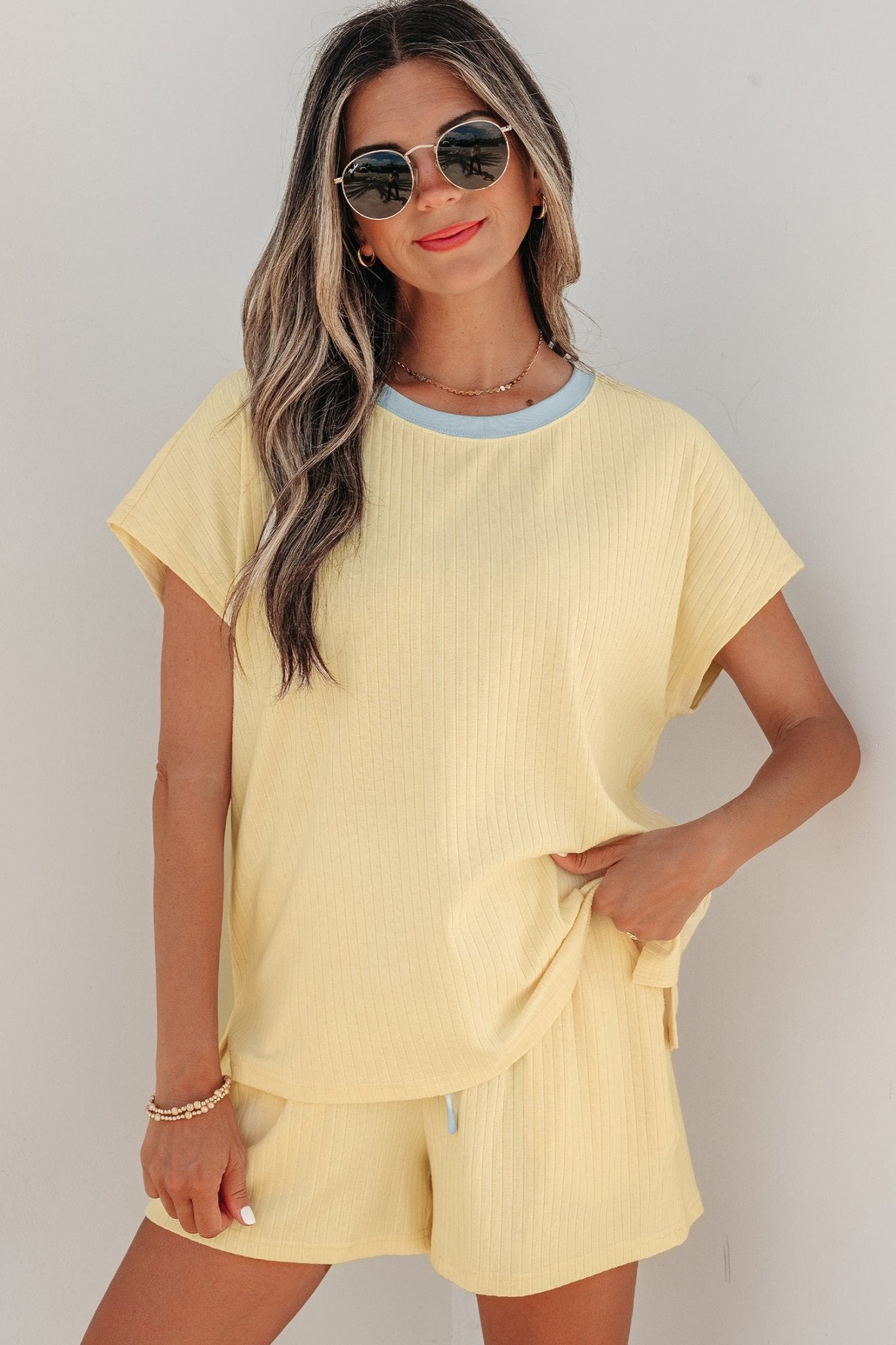 Sunny Trim Casual Short Set - Hello Beautiful BoutiqueShort SetsThreaded Pear