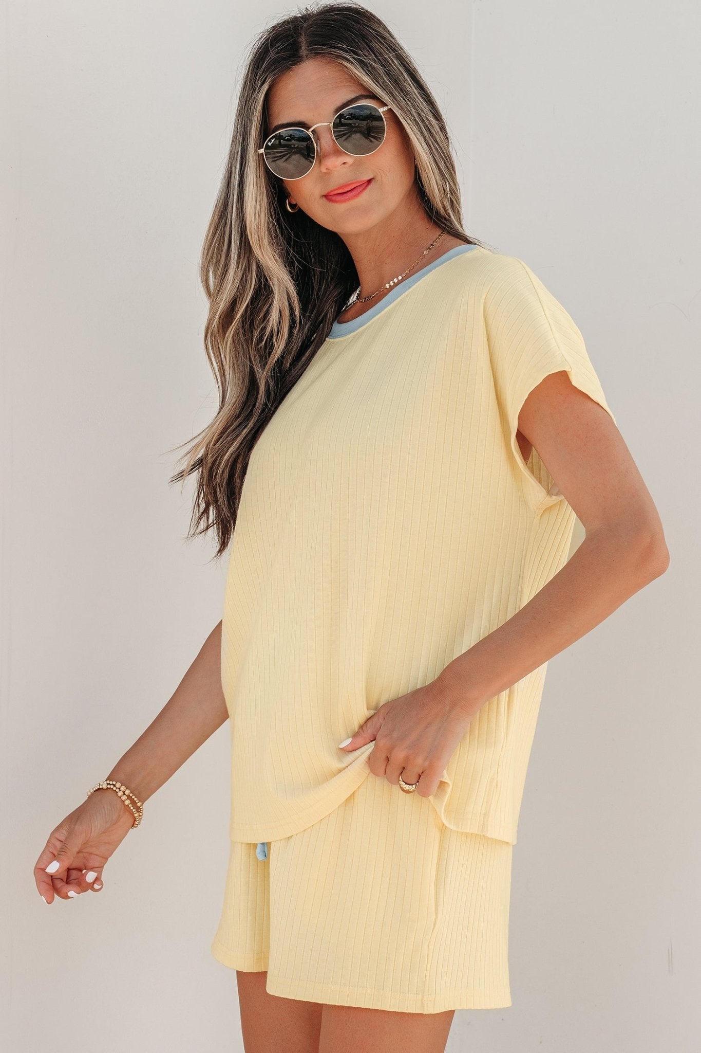 Sunny Trim Casual Short Set - Hello Beautiful BoutiqueShort SetsThreaded Pear