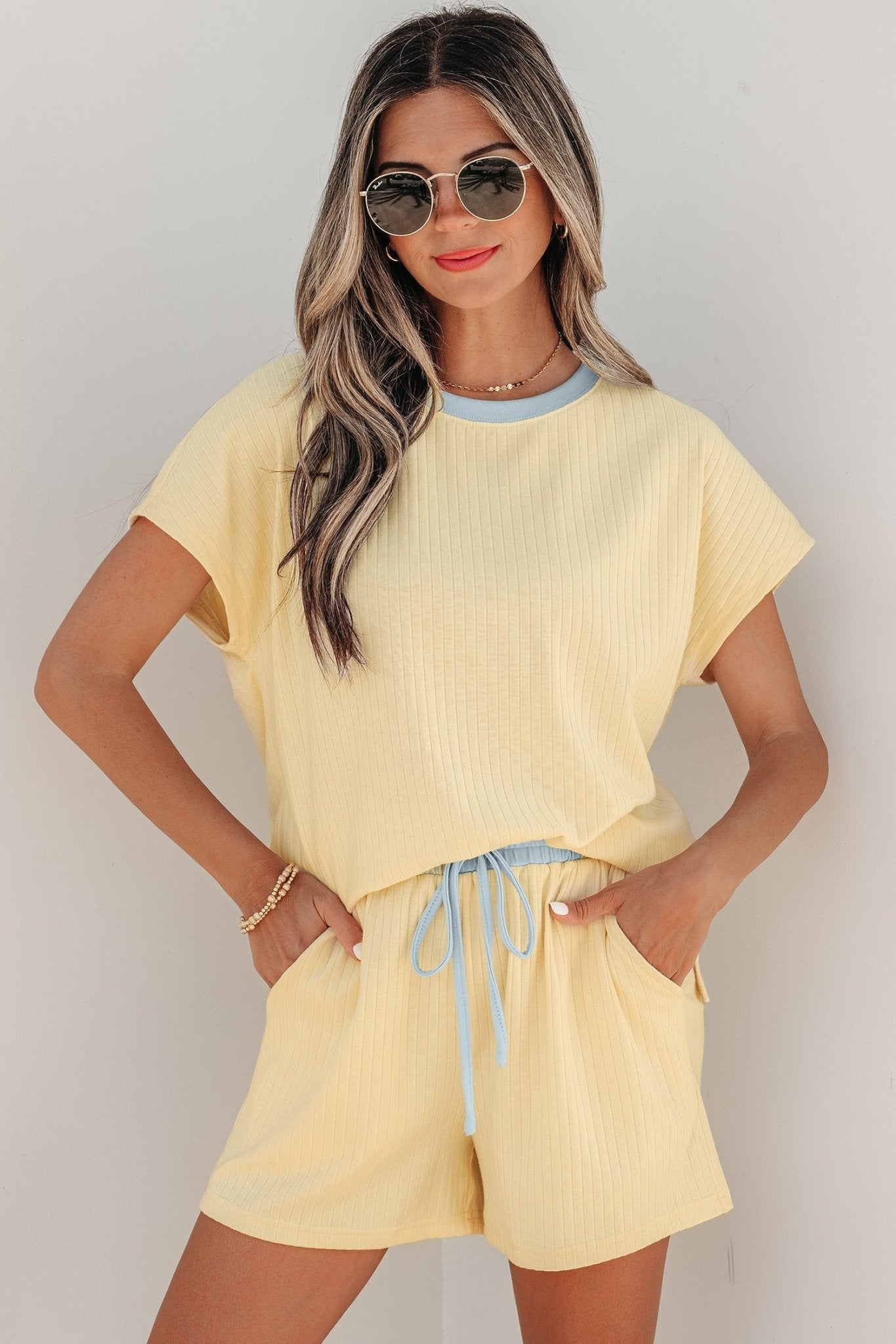 Sunny Trim Casual Short Set - Hello Beautiful BoutiqueShort SetsThreaded Pear