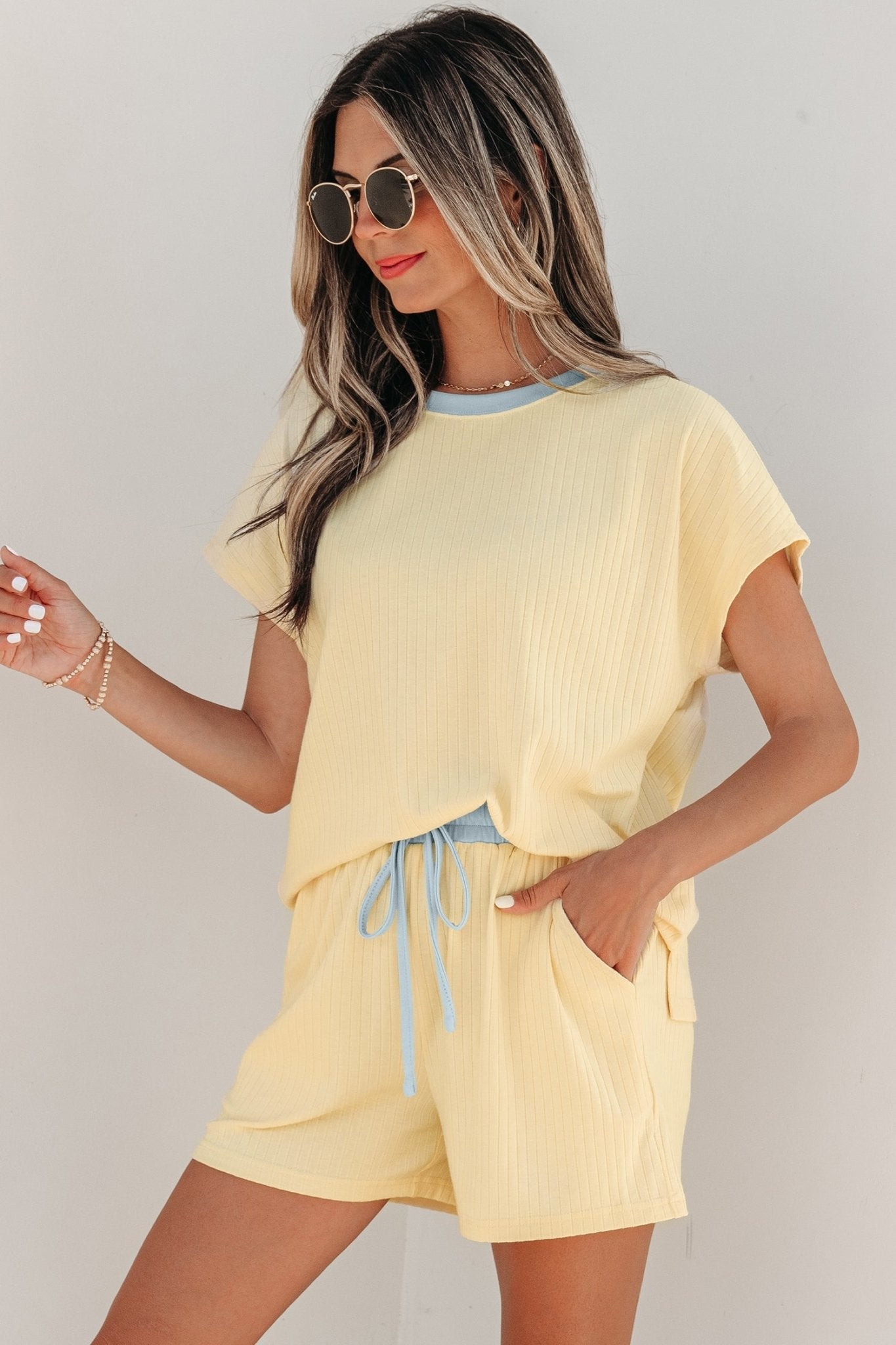 Sunny Trim Casual Short Set - Hello Beautiful BoutiqueShort SetsThreaded Pear