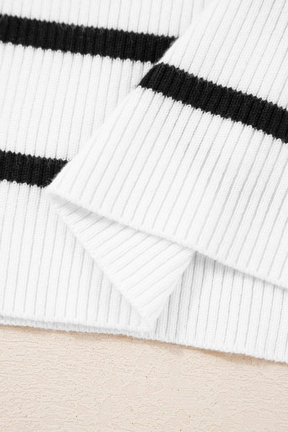 Sutton Striped Ribbed Slim Sweater - Hello Beautiful BoutiqueSweatersThreaded Pear