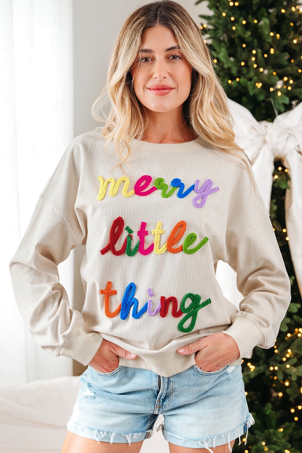Sylevi Graphic Ribbed Loose Sweatshirt - Hello Beautiful BoutiqueSweatshirts & HoodiesThreaded Pear