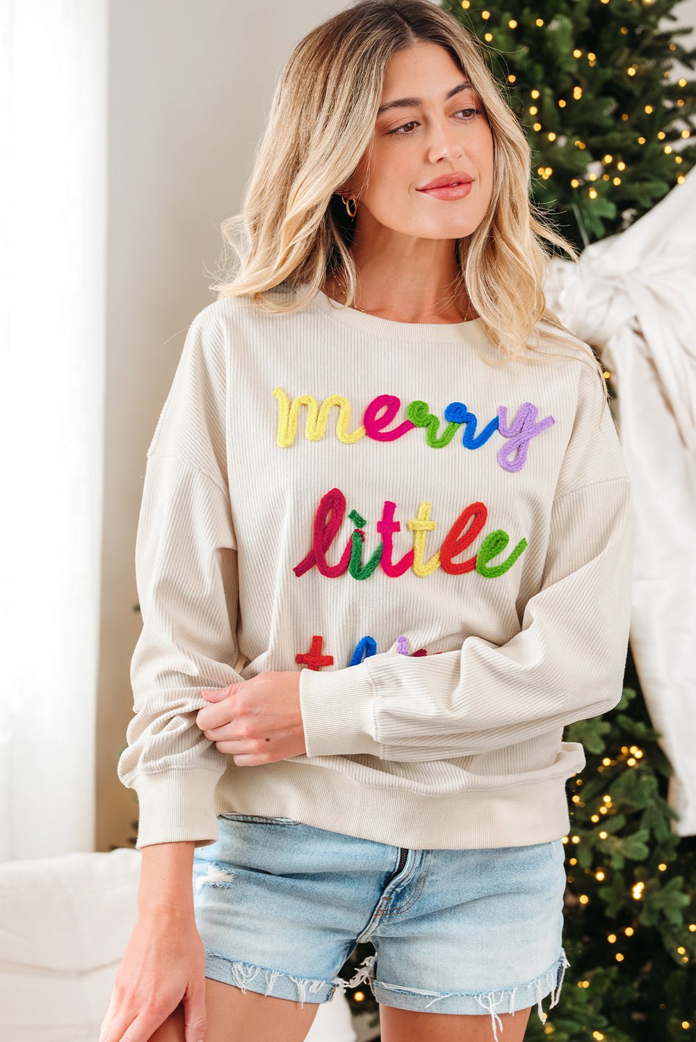 Sylevi Graphic Ribbed Loose Sweatshirt - Hello Beautiful BoutiqueSweatshirts & HoodiesThreaded Pear