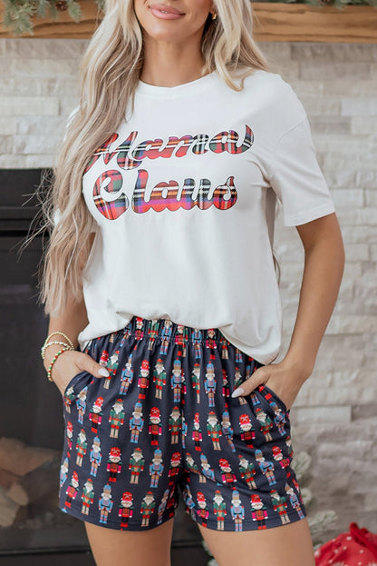 Sylvia Claus Plaid Letter Tee - Hello Beautiful BoutiqueLoungewearThreaded Pear