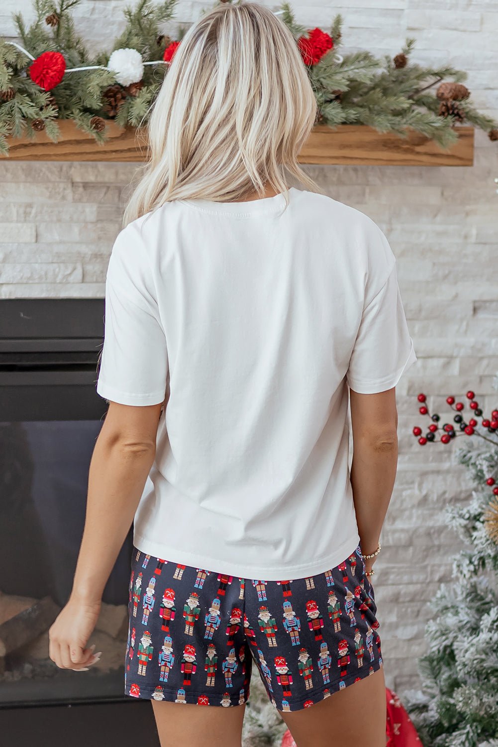 Sylvia Claus Plaid Letter Tee - Hello Beautiful BoutiqueLoungewearThreaded Pear