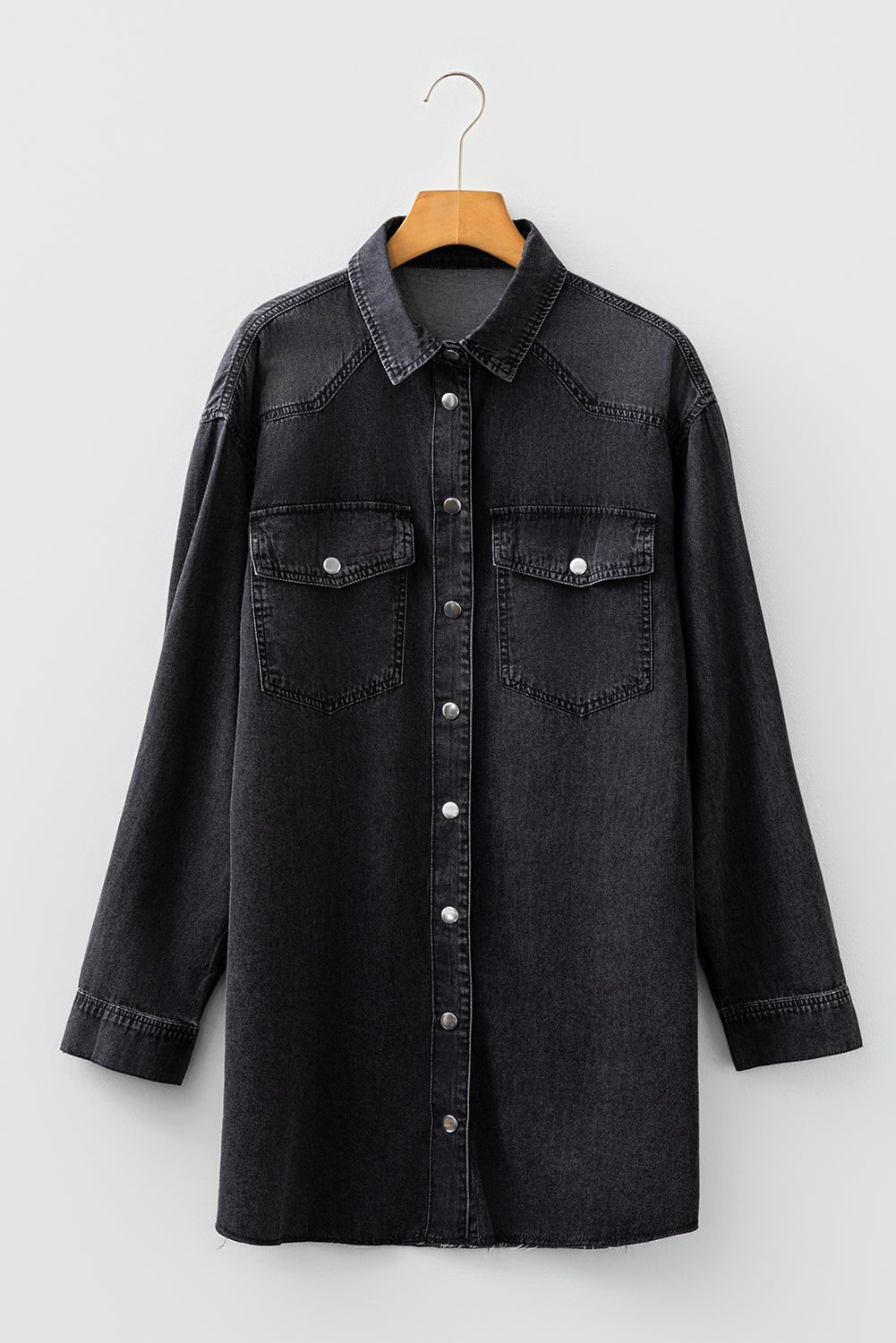 Takina Raw Hem Loose Shirt - Hello Beautiful BoutiqueMini DressesThreaded Pear
