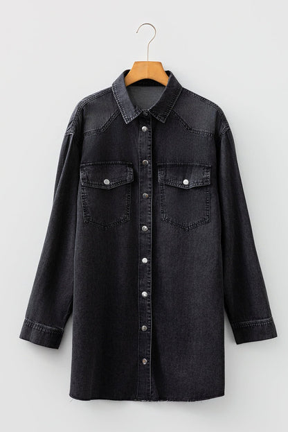 Takina Raw Hem Loose Shirt - Hello Beautiful BoutiqueMini DressesThreaded Pear