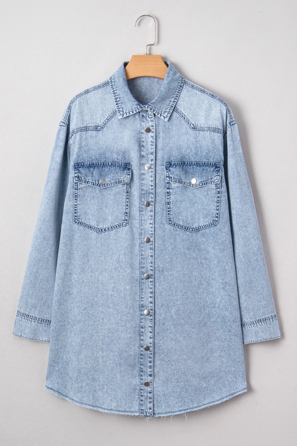 Takina Raw Hem Loose Shirt - Hello Beautiful BoutiqueMini DressesThreaded Pear