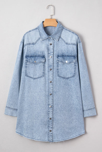 Takina Raw Hem Loose Shirt - Hello Beautiful BoutiqueMini DressesThreaded Pear