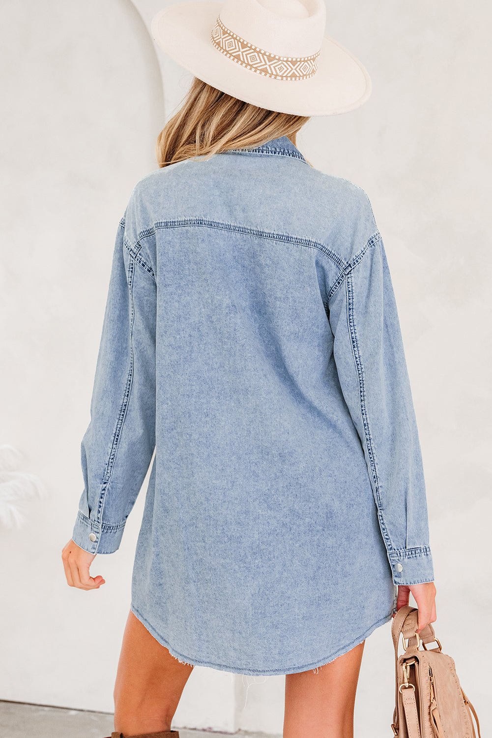 Takina Raw Hem Loose Shirt - Hello Beautiful BoutiqueMini DressesThreaded Pear
