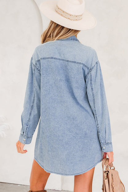 Takina Raw Hem Loose Shirt - Hello Beautiful BoutiqueMini DressesThreaded Pear