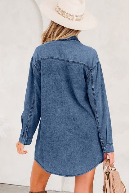 Takina Raw Hem Loose Shirt - Hello Beautiful BoutiqueMini DressesThreaded Pear