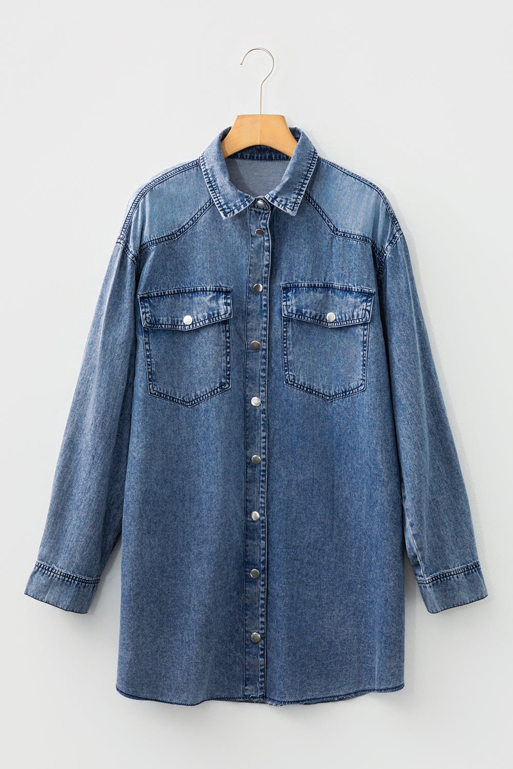 Takina Raw Hem Loose Shirt - Hello Beautiful BoutiqueMini DressesThreaded Pear