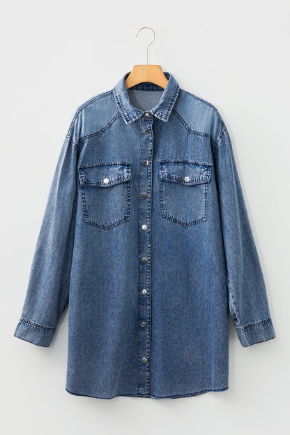 Takina Raw Hem Loose Shirt - Hello Beautiful BoutiqueMini DressesThreaded Pear