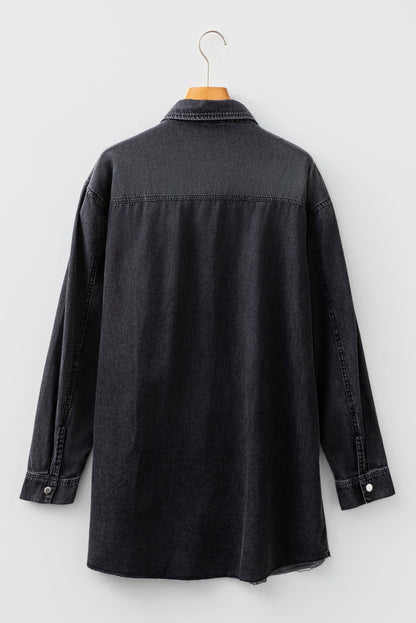 Takina Raw Hem Loose Shirt - Hello Beautiful BoutiqueMini DressesThreaded Pear