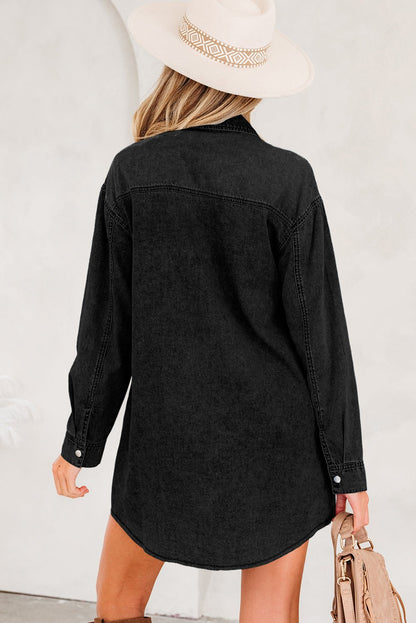 Takina Raw Hem Loose Shirt - Hello Beautiful BoutiqueMini DressesThreaded Pear