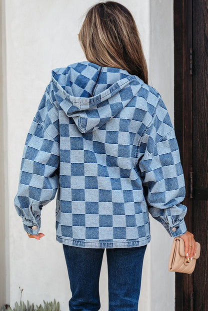 Taracella Checkerboard Zipped Kangaroo Hoodie - Hello Beautiful BoutiqueSweatshirts & HoodiesThreaded Pear