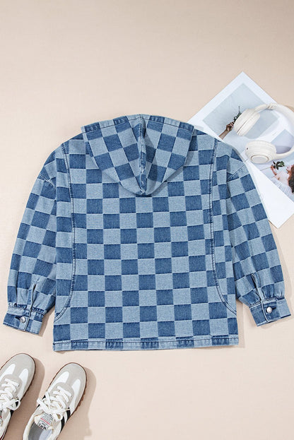 Taracella Checkerboard Zipped Kangaroo Hoodie - Hello Beautiful BoutiqueSweatshirts & HoodiesThreaded Pear